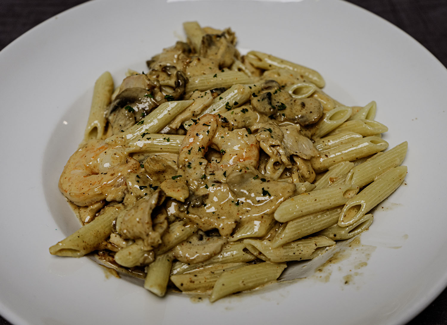 Chicken Penne Pasta Spicy with Shrimp